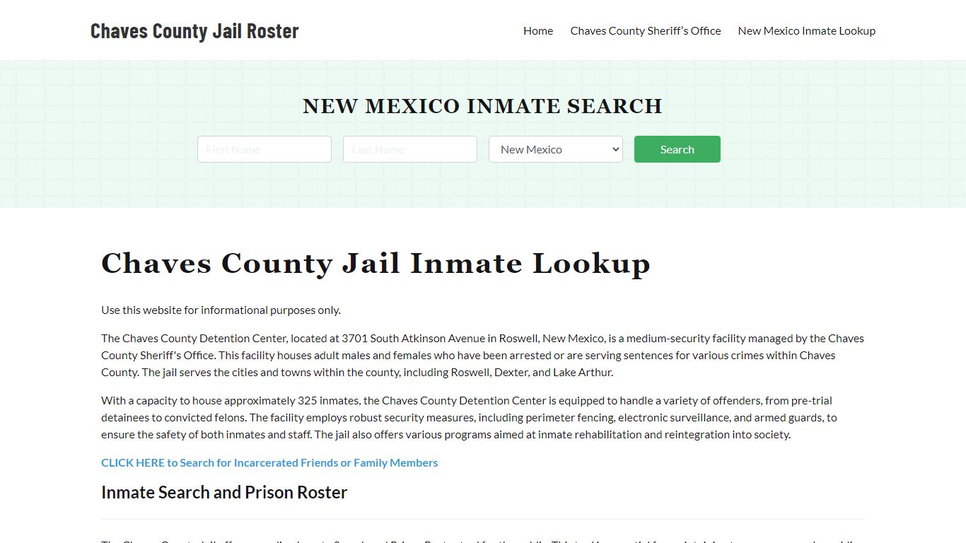 Chaves County Jail Roster Lookup, NM, Inmate Search